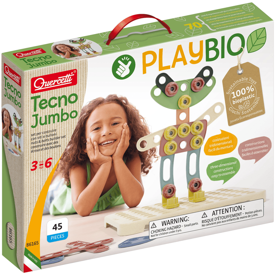 Quercetti PlayBio Tecno Jumbo kit de construction en bioplastique (45 pièces)