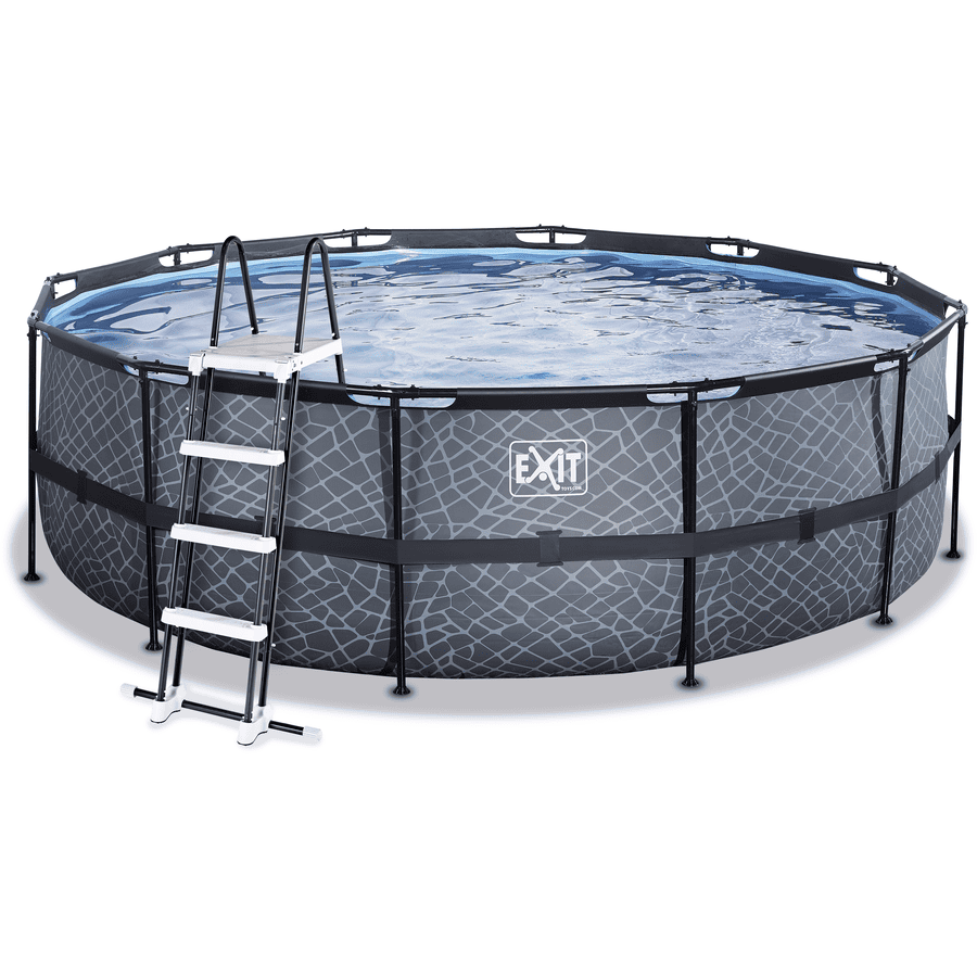 EXIT Stone Pool ø 450x122cm med filterpump, grå 
