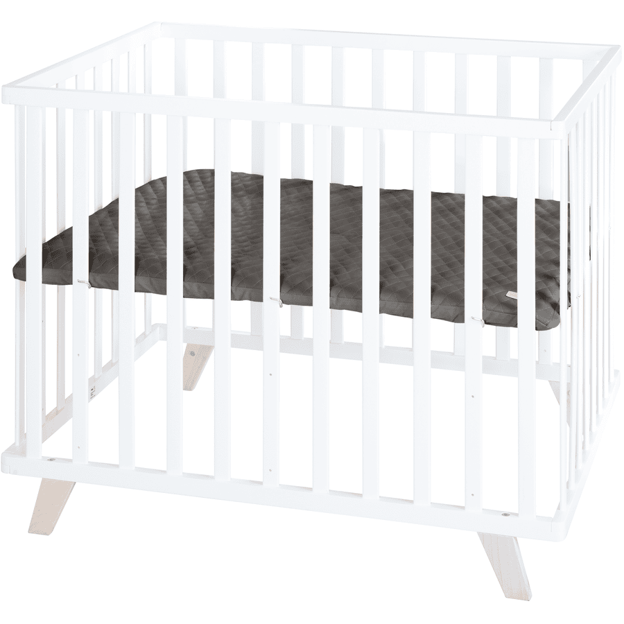 roba Playpen Luxe 75 x 100 cm vit Grafit quiltad