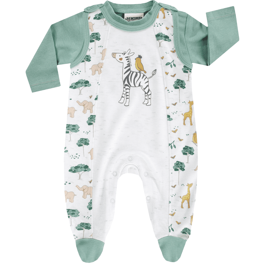 JACKY Romper komplet 1-częściowy ANIMAL FRIENDS off white /green