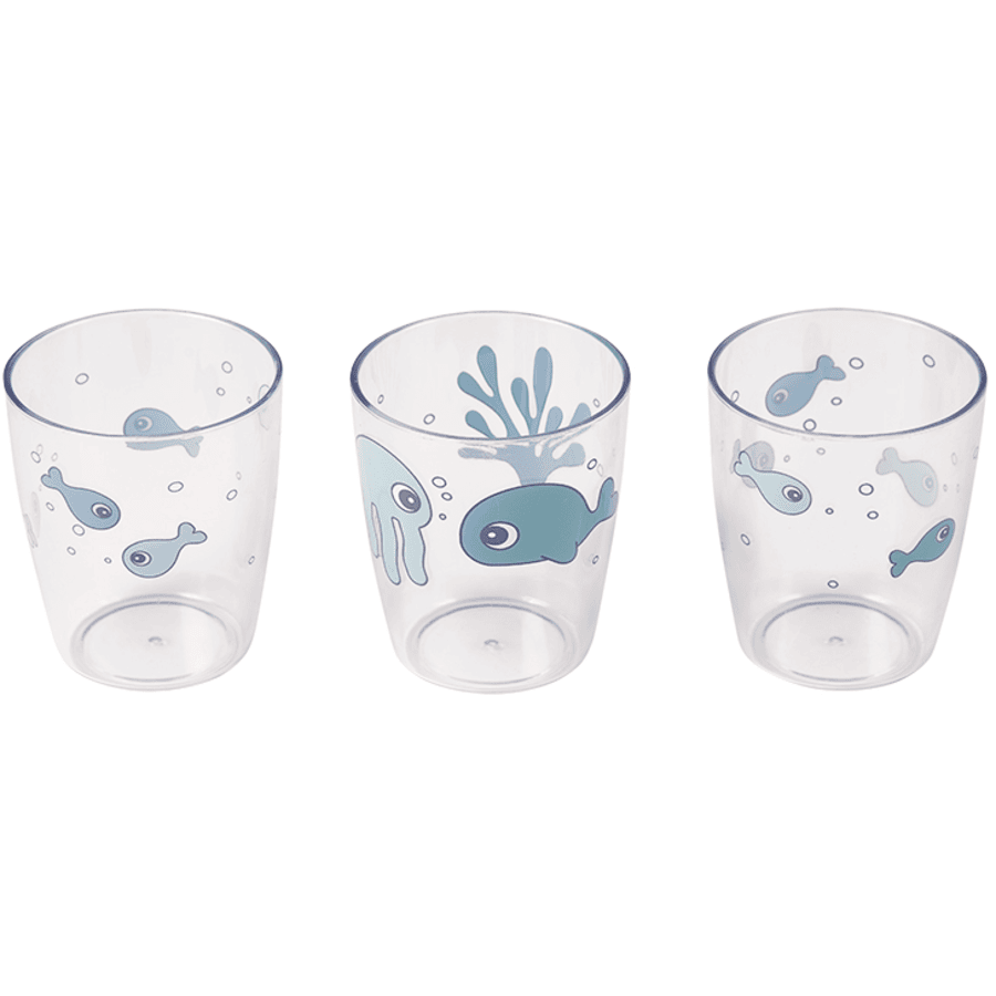 Done by Deer ™ Glass Yummi mini 3-pack Sea friends w kolorze niebieskim