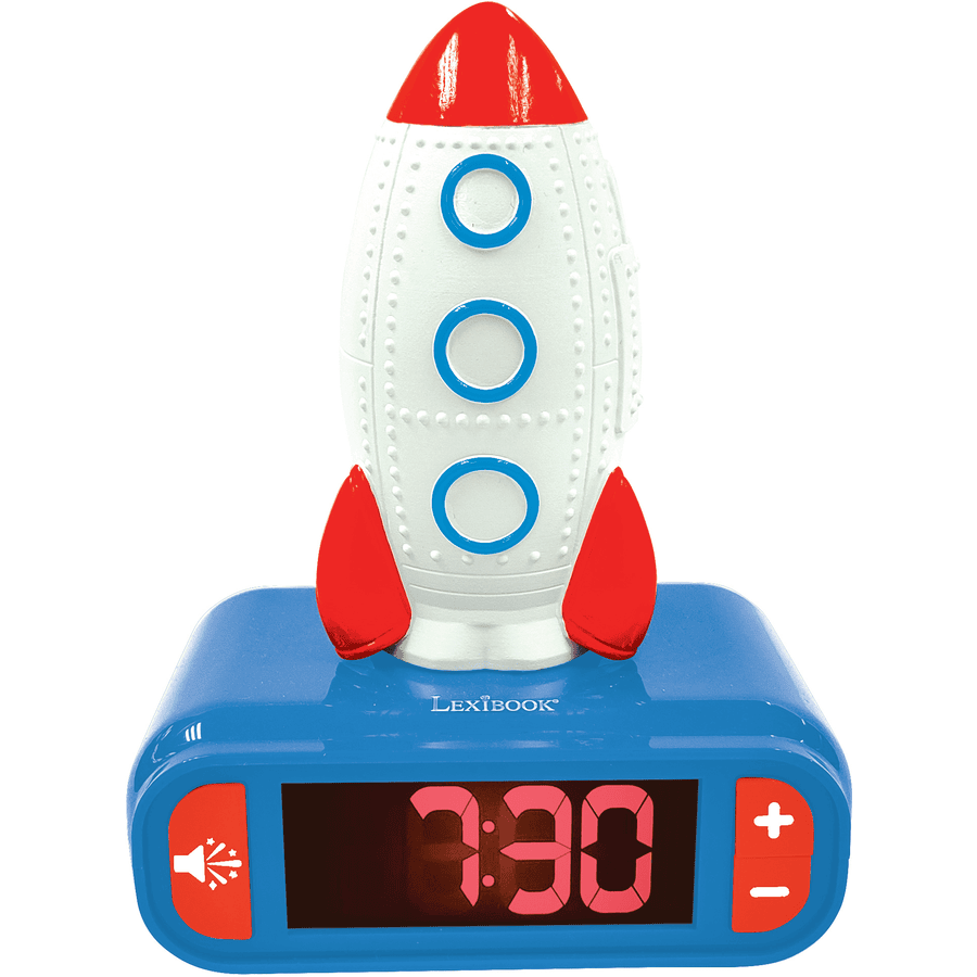 LEXIBOOK Vækkeur med 3D-raket-nattelys