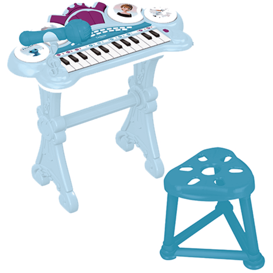 LEXIBOOK Clavier électronique Disney La Reine des Glaces avec touches rétroéclairées, microphone, câble d'entrée audio et tabouret