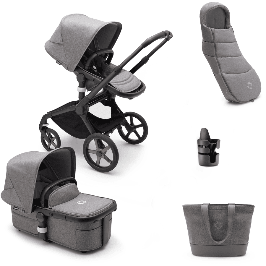 bugaboo Yhdistelmävaunut Fox 5 lisävarusteineen Black /Grey Melange