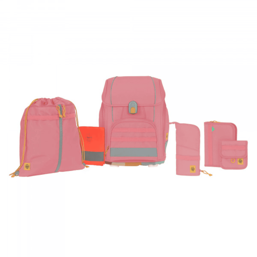 LÄSSIG 7-delt Boxy Unique pink skoletaske-sæt med 7 dele