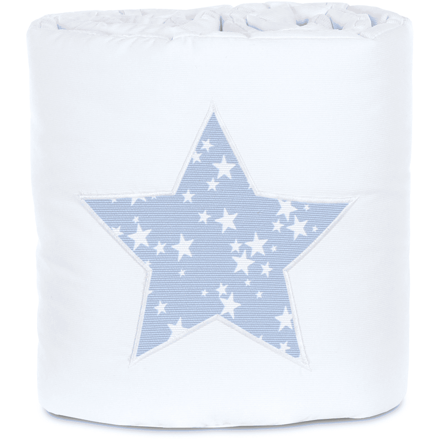 babybay® Tour de lit bébé piqué pour Maxi, Boxspring, Comfort blanc étoile azur étoiles blanc 168x24 cm