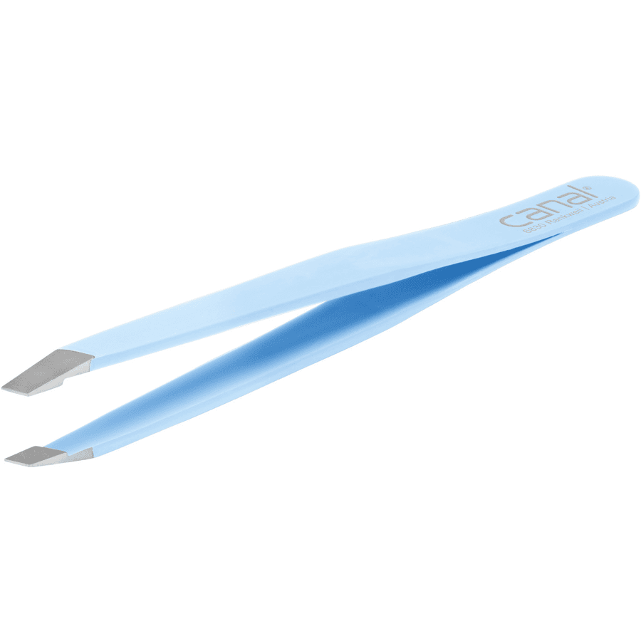 canal® Haarpinzette schräg, hellblau rostfrei 9 cm