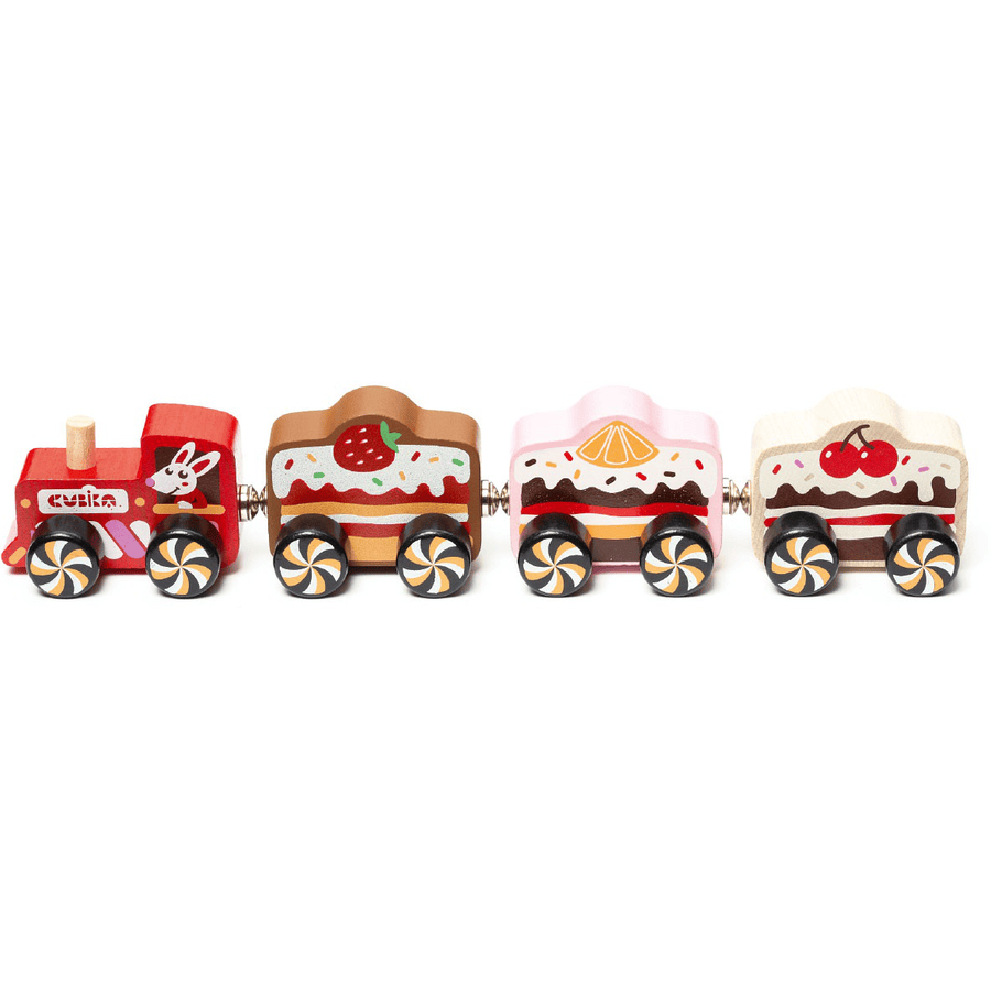 Cubika Toys Tren de juguete de madera para tartas