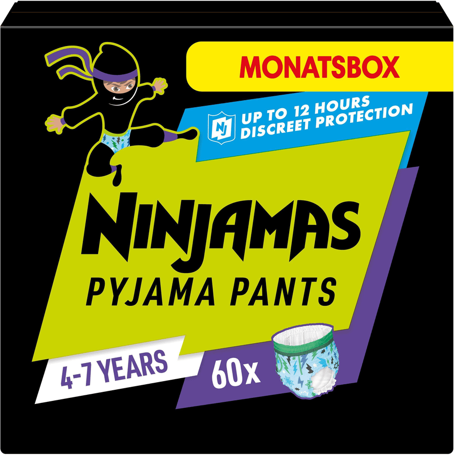 NINJAMAS Pyjama Pants Månedlig kasse til drenge, 4-7 år, 60 stk.