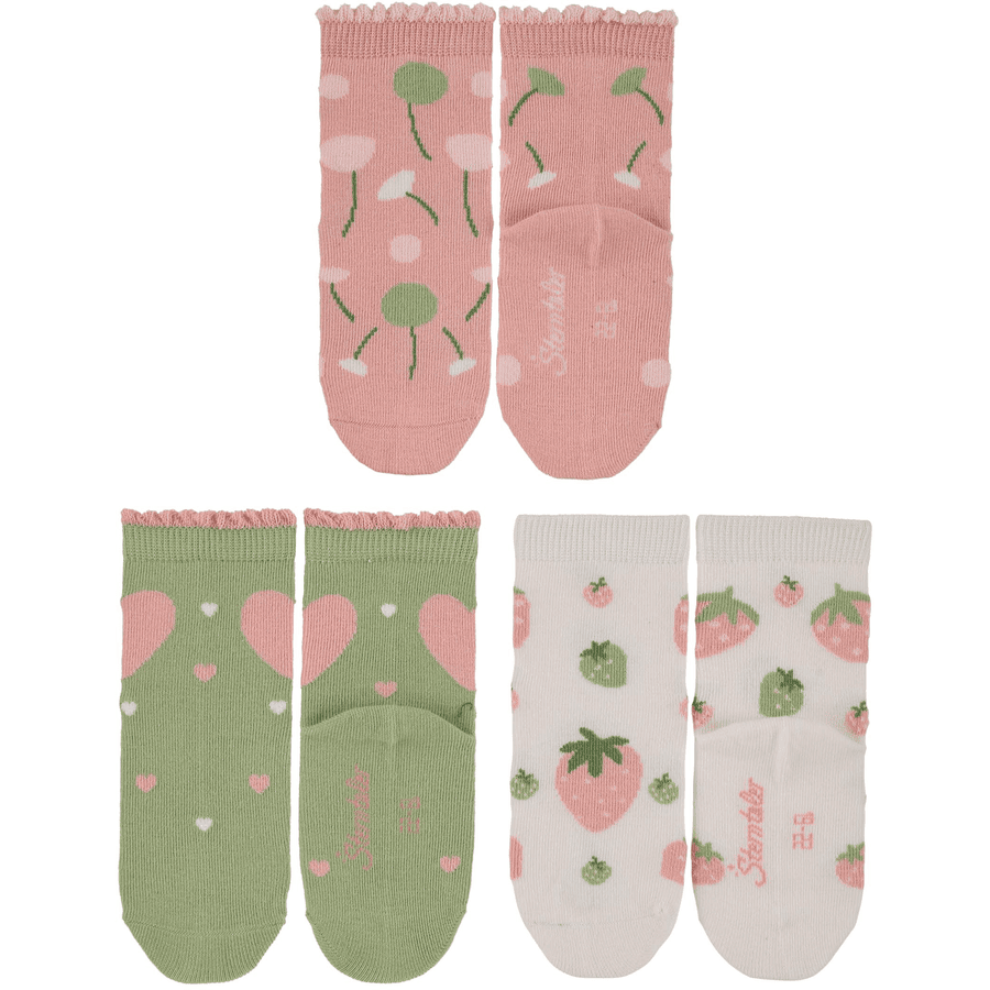 Sterntaler Lot de 3 chaussettes pour bébé fleurs rose pâle