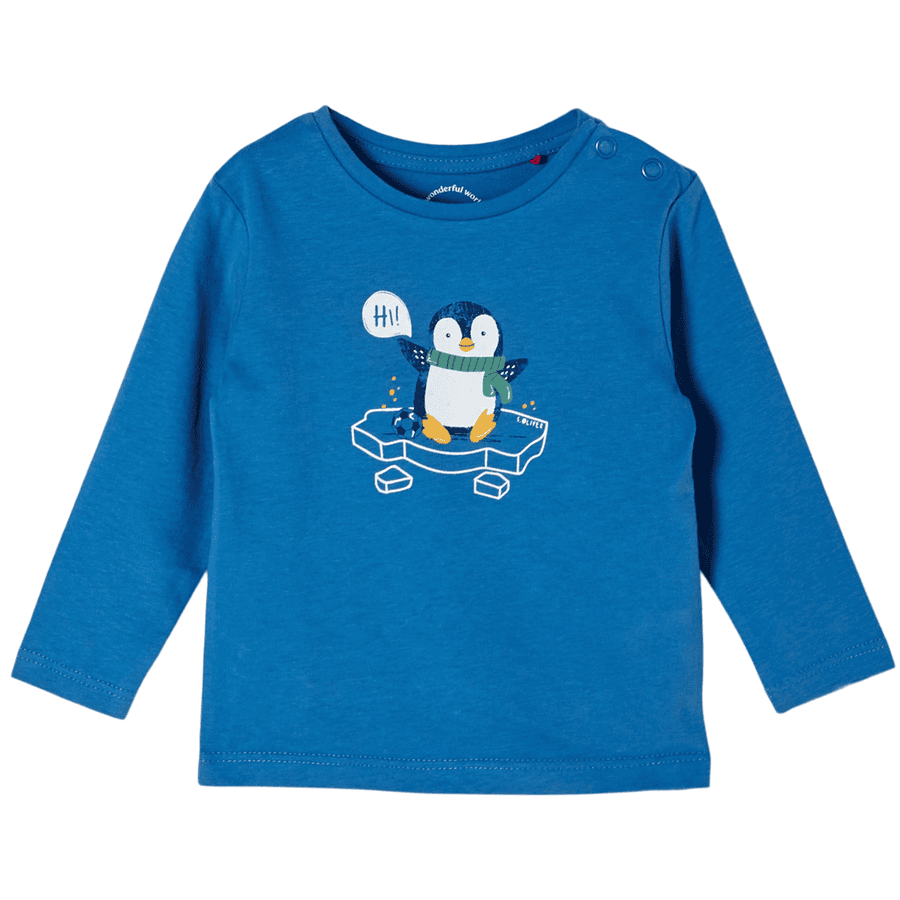 s. Oliver tričko s motivem tučňáka s dlouhým rukávem modré