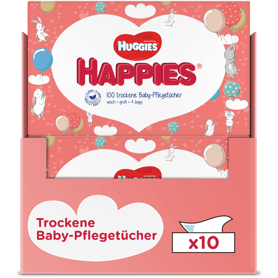Huggies trockene Baby-Pflegetücher Happies 1000 Tücher (10 x 100 Stk)