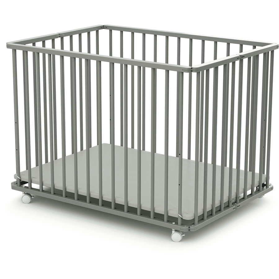 WEBABY Parc bébé pliable hêtre gris 70x100 cm