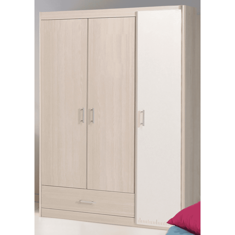 Parisot Kleiderschrank 3-trg. "Charly 20" Akazie-Weiß Akazie / Weiß