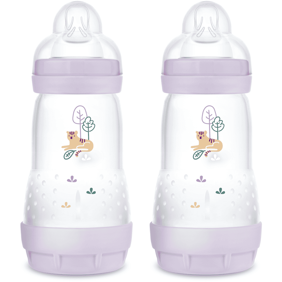 MAM Babyflasche Easy Start Anti-Colic matt 2x 260 ml ab 0 Monaten, Tiger