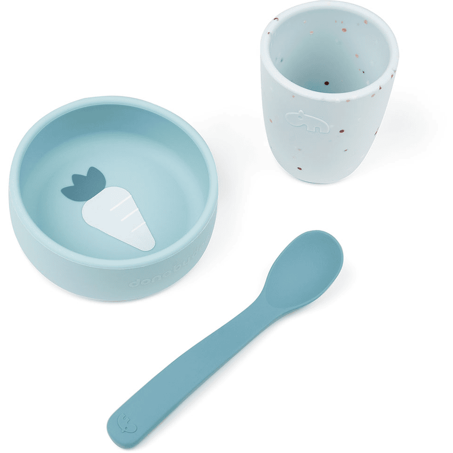 Done by Deer™ Kit vaisselle enfant First meal silicone bleu