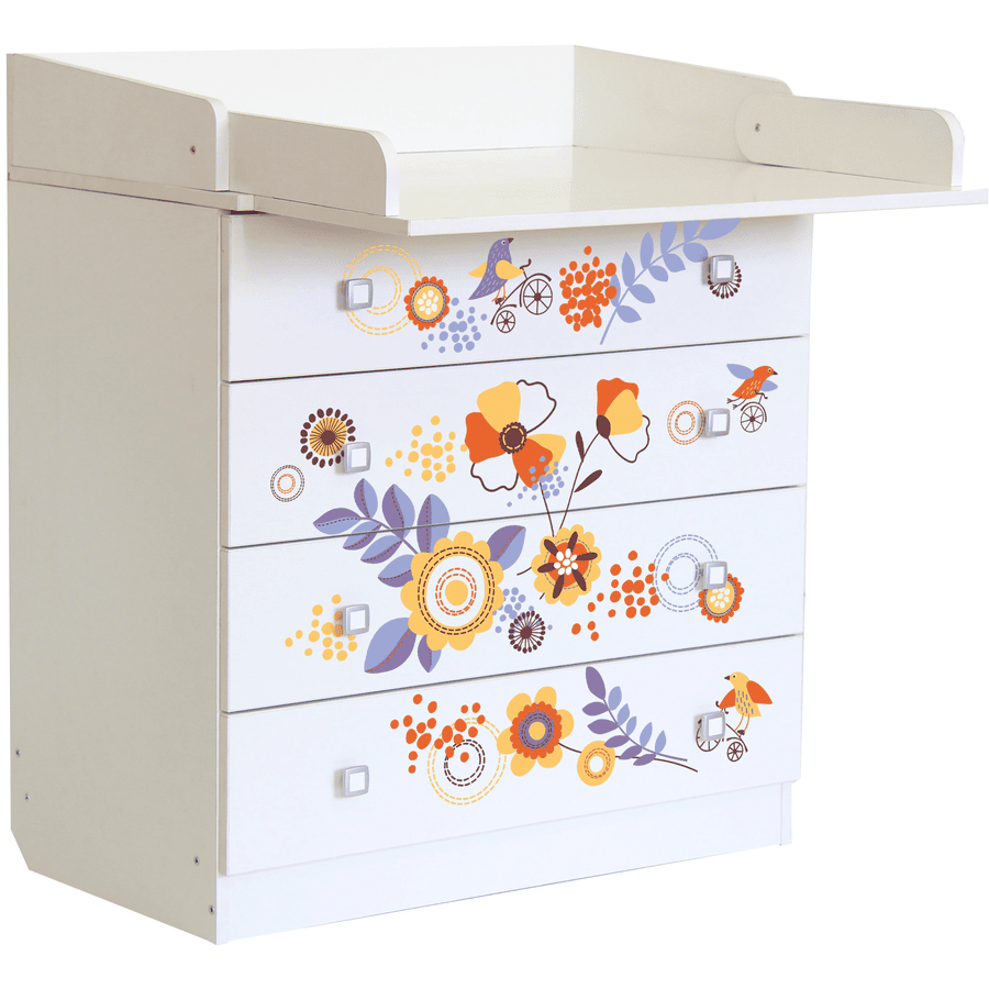Polini Kids Puslebord Simple 1580 hvid med blomster
