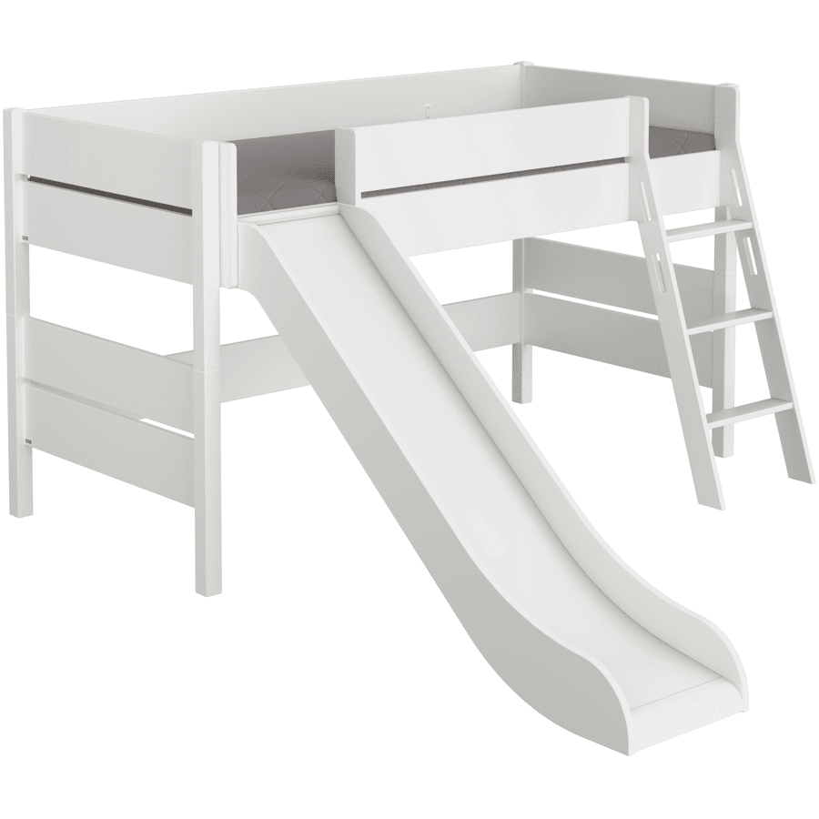 PAIDI Spielbett TIAGO 90x200 Kreideweiß mit Rutsche