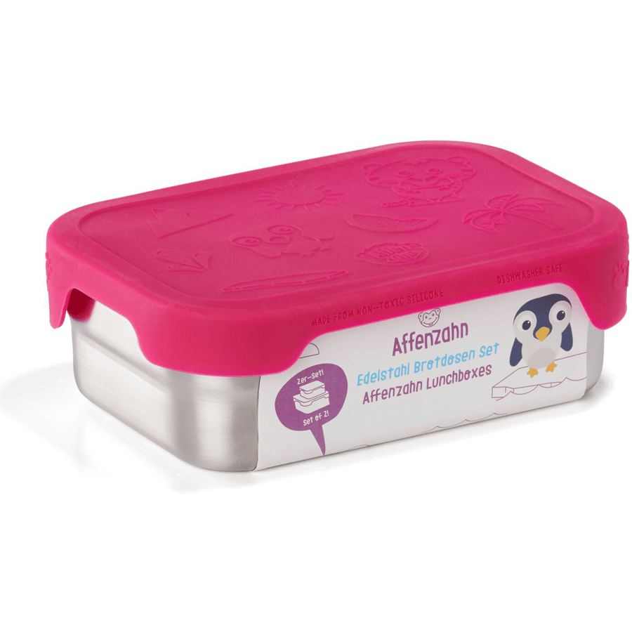 Affenzahn Boîte à goûter enfant chouette inox, rose lot de 2