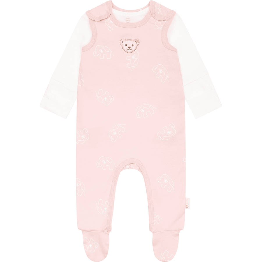 Steiff Ensemble grenouillère + T-shirt manches longues GOTS - Rose