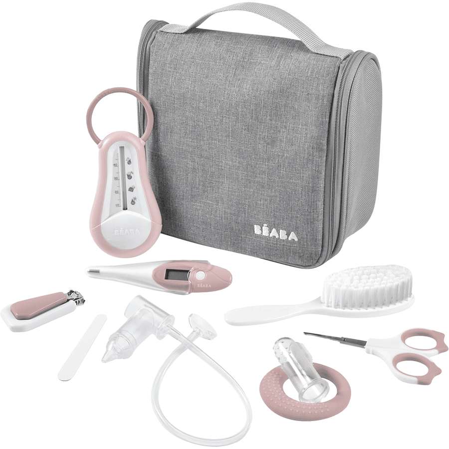  BEABA  ® Hangende toilettas met 9 accessoires - antiek roze