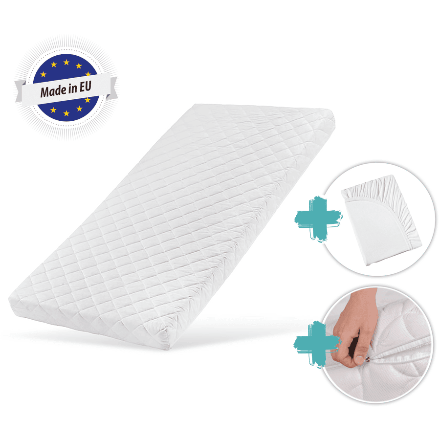 Kids Collective Matelas enfant housse lavable blanc 80x160x10 cm, drap housse