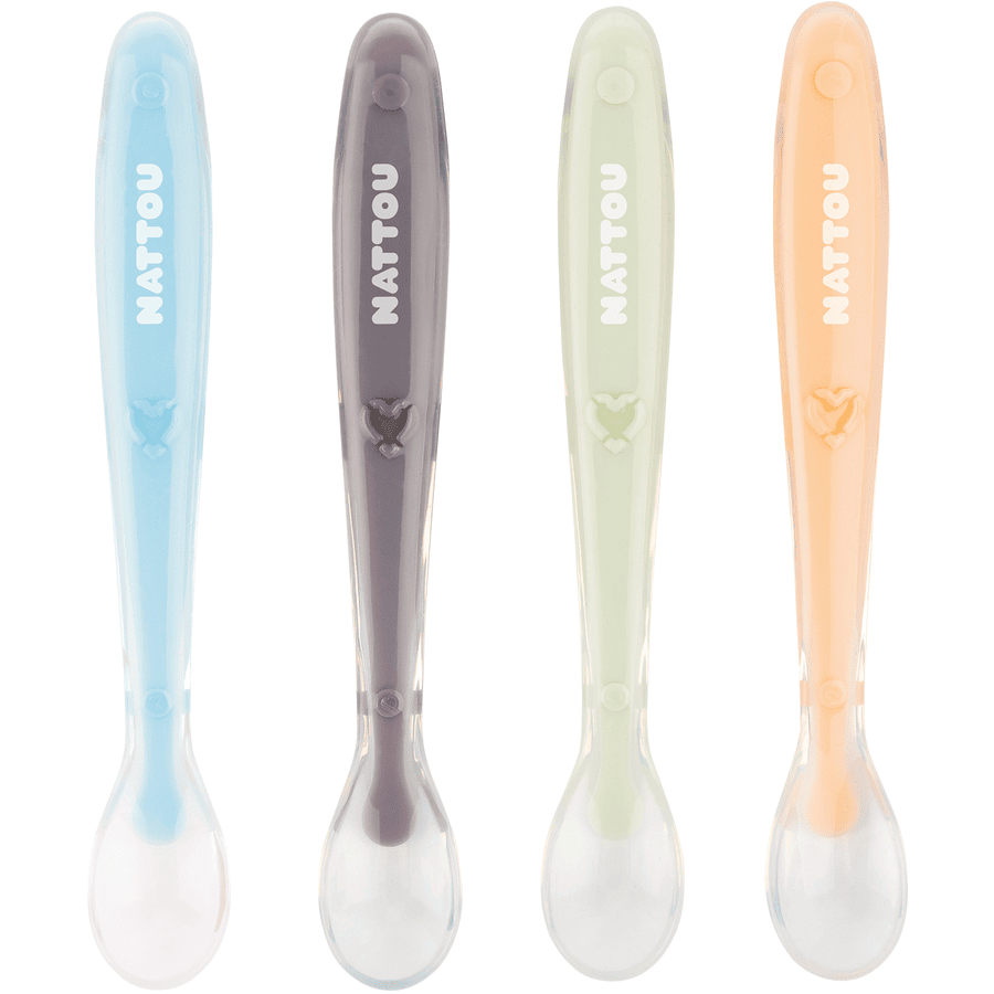 Nattou Cuillère enfant étui silicone lot de 4