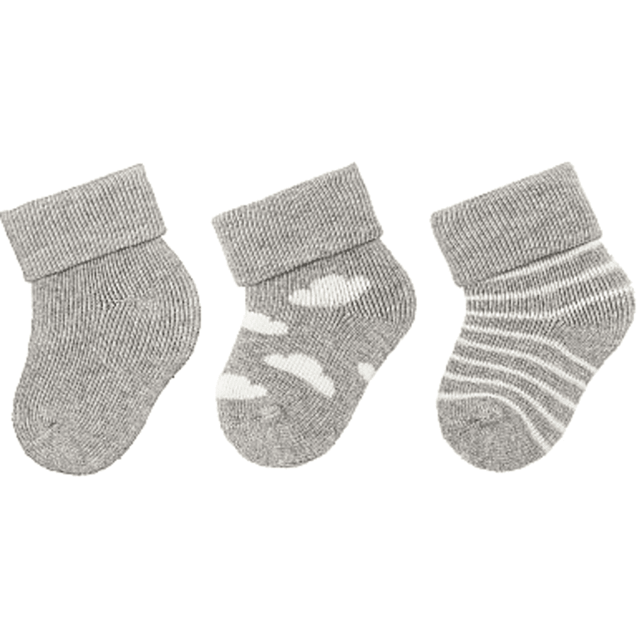 Sterntaler First socks 3-pack clouds grigio chiaro melange 