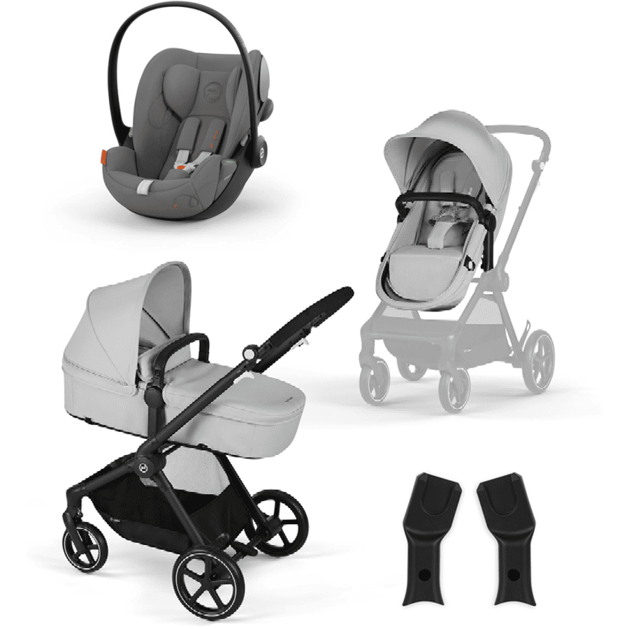 cybex GOLD EOS Black Lava Grey kinderwagen inclusief Cloud G i-Size Lava Grey baby-autostoeltje en Adapter 