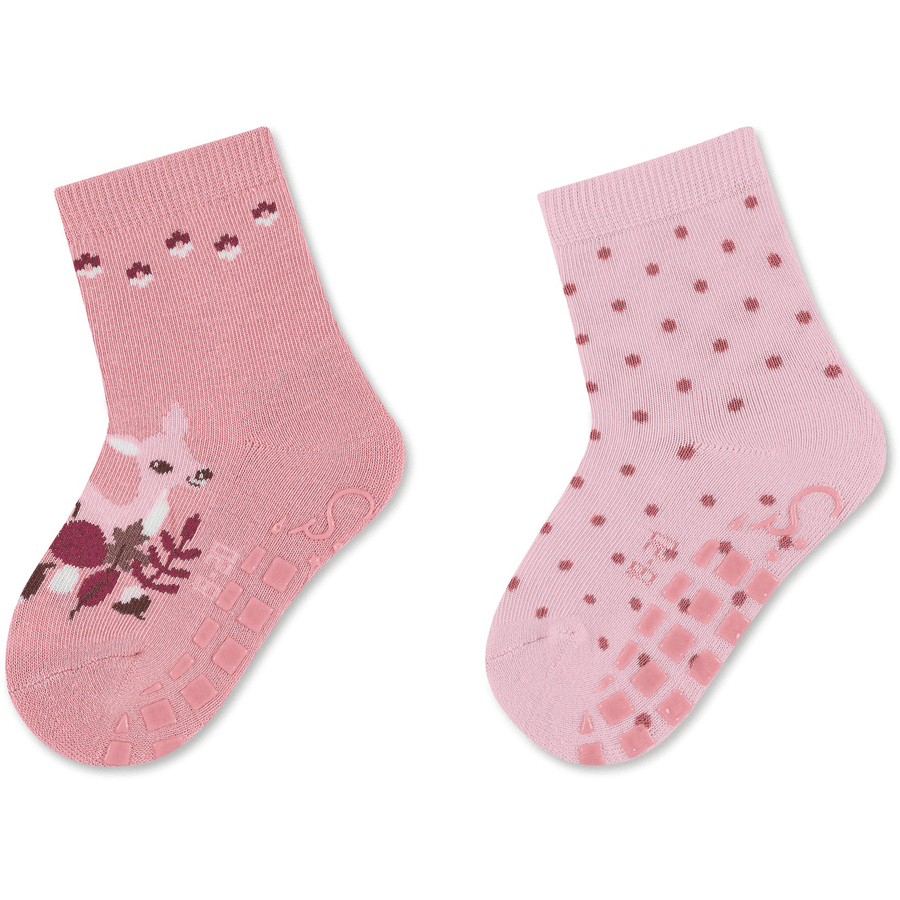 Sterntaler ABS-sukat kaksoispakkaus fawn ja polka dots vaaleanpunainen