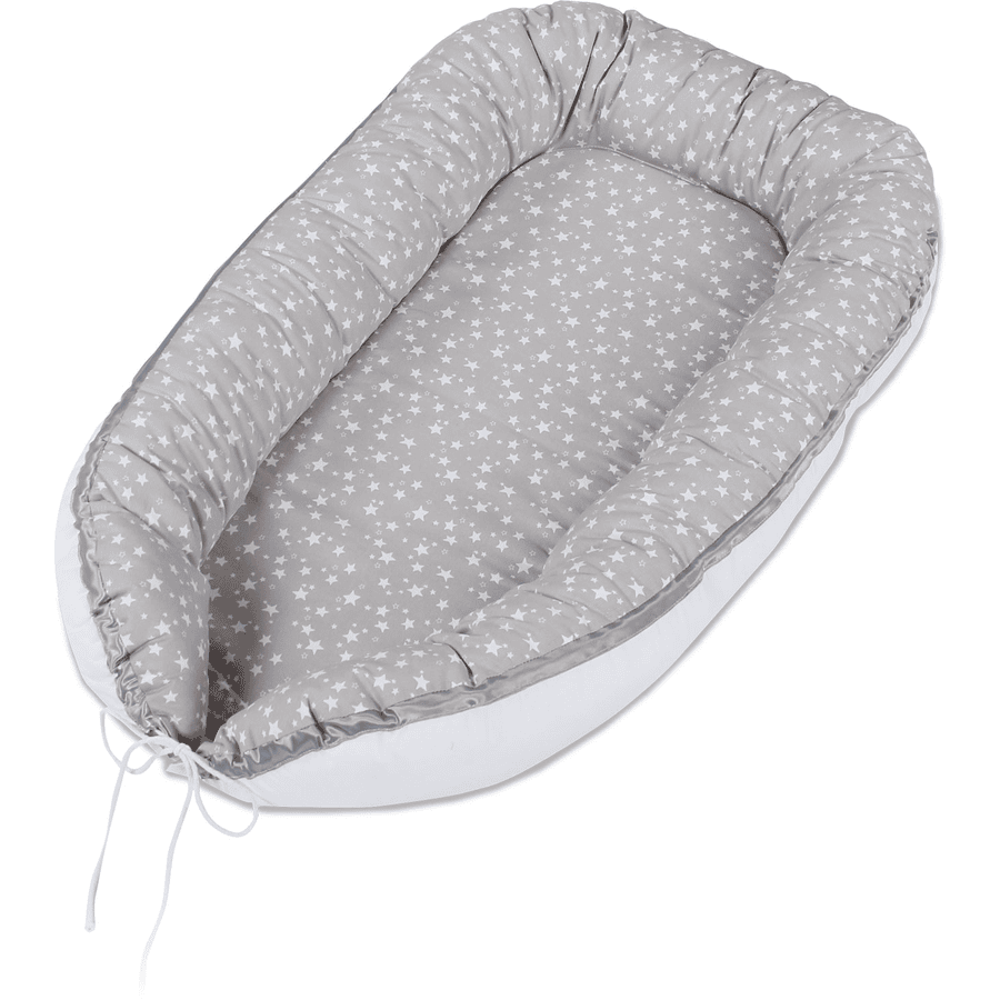 babybay Cuddle Nest gris perla estrellas blancas