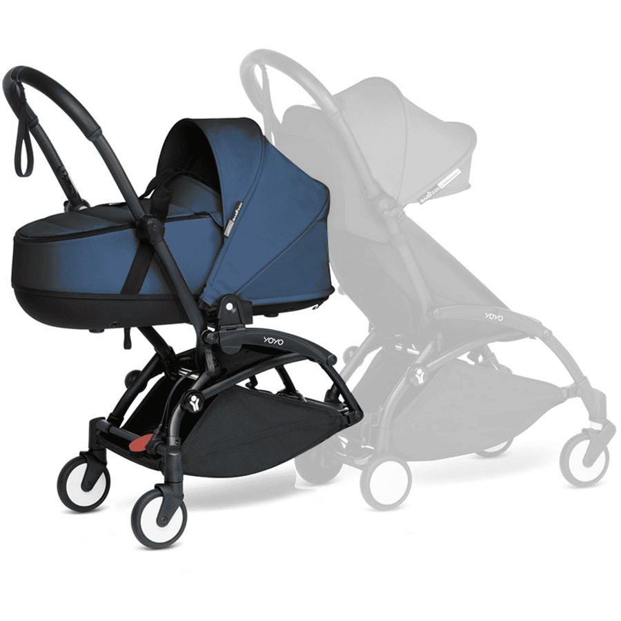 BABYZEN Kinderwagen YOYO 0+ connect Black mit Liegewanne Navy Blue
