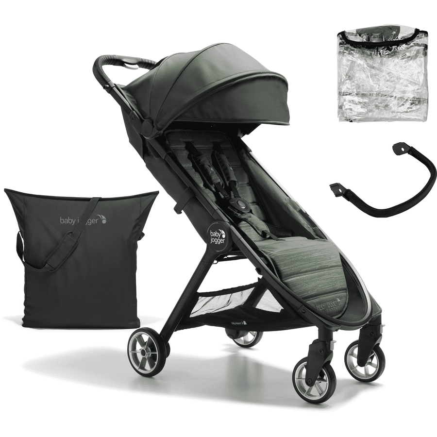 baby jogger Passeggino leggero City Tour 2 Everett Green, incl. barra protettiva e parapioggia