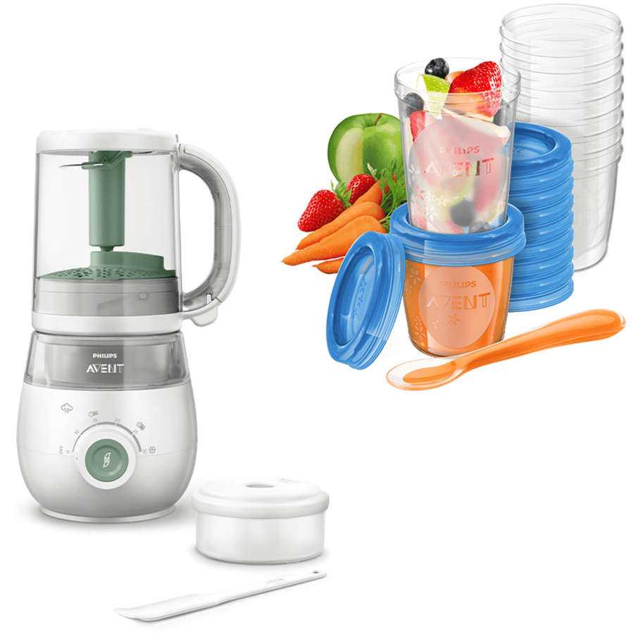 Frustratie instant Talloos Philips Avent Babyvoeding Maker 4-in-1 Stomer en Blender SCF885/01 in groen  incl. bewaarsysteem voor babyvoeding SCF721/20 | pinkorblue.nl