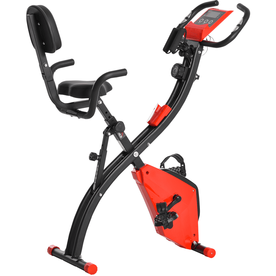 HOMCOM Fahrradtrainer mit LCD Display rot, schwarz