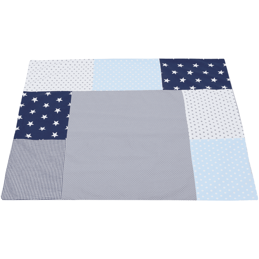 Ullenboom lappeteppe Skiftematteomslag blå lyseblå grå 75x85 cm