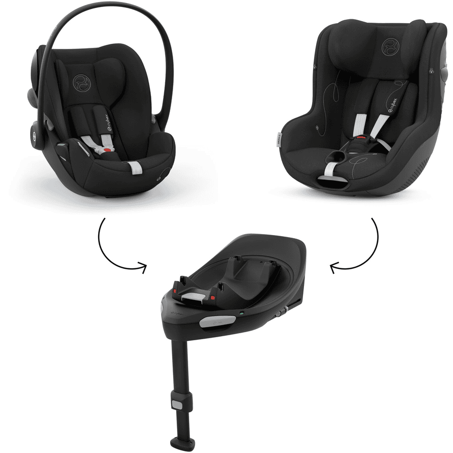 cybex GOLD Turvaistuinsetti Reboarder Sirona G ja Turvakaukalo Cloud G sekä Telakka Base G Moon Black