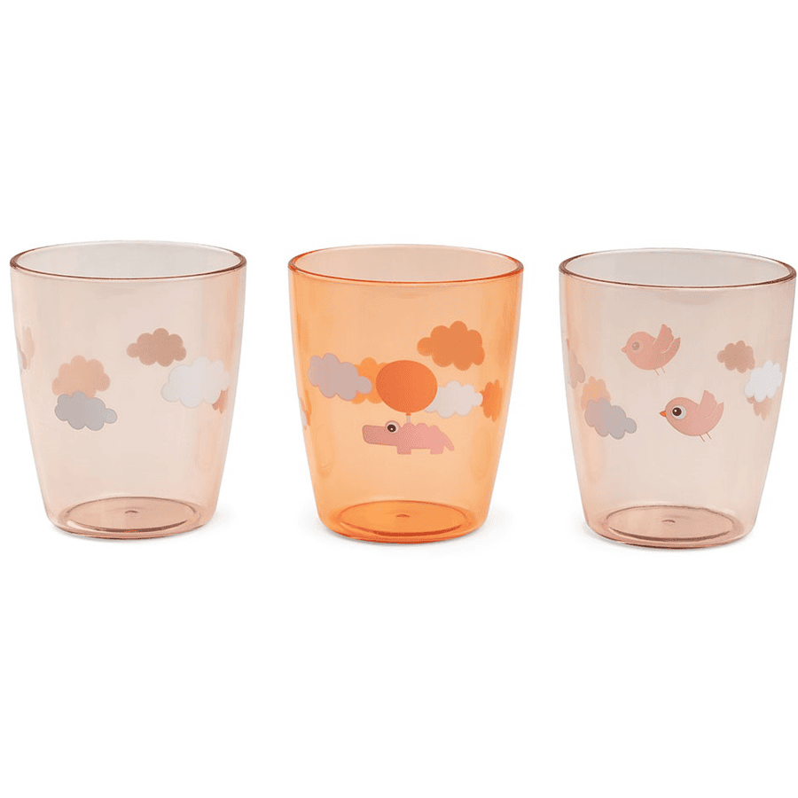 Done by Deer™ Verre enfant Yummi mini Happy clouds papaye lot de 3