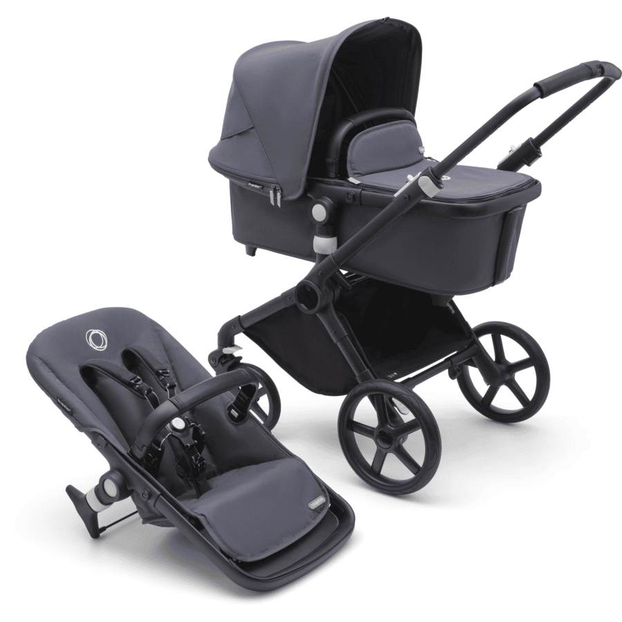 bugaboo Lastenvaunut Fox Cub vaunukopalla ja istuimella Black/Stormy Blue