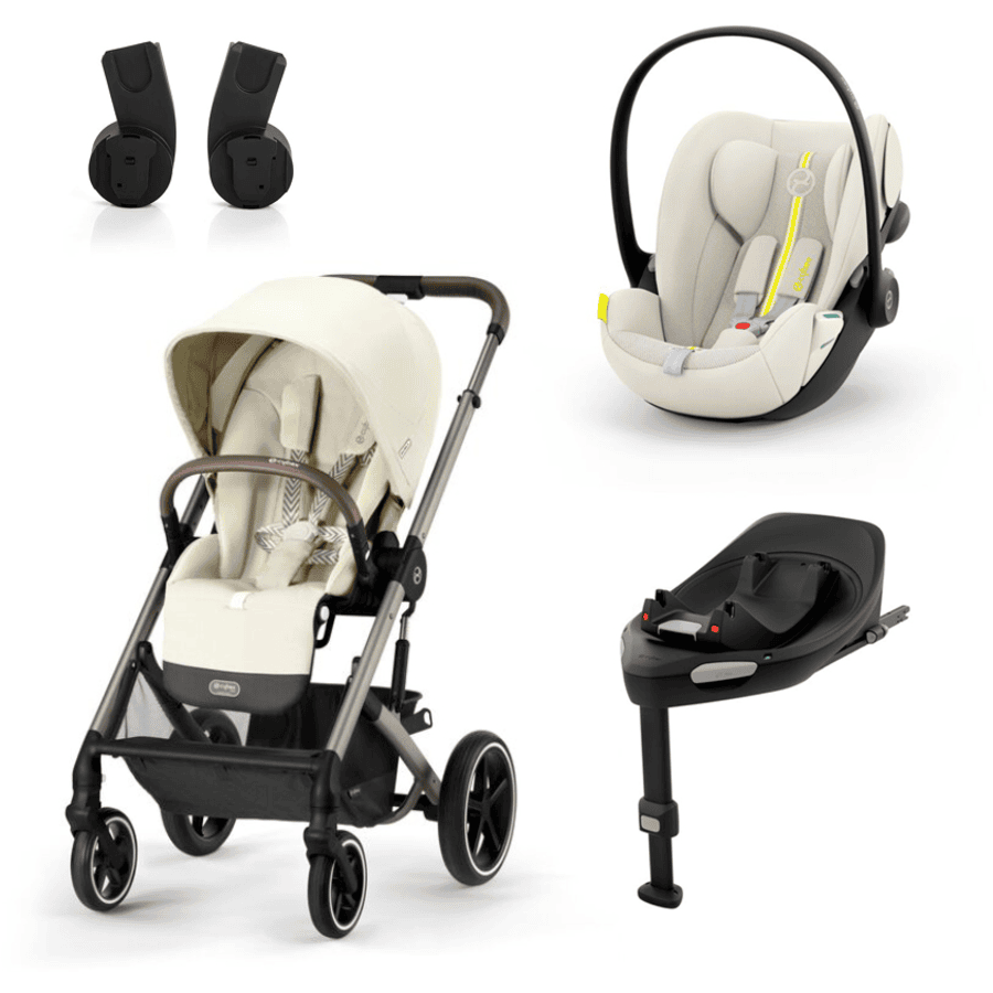 cybex GOLD Carrito de bebé Balios S Lux Taupe Seashell Beige que incluye silla portabebés Cloud G i-Size Plus Seashell Beige Base station Base G y adaptador