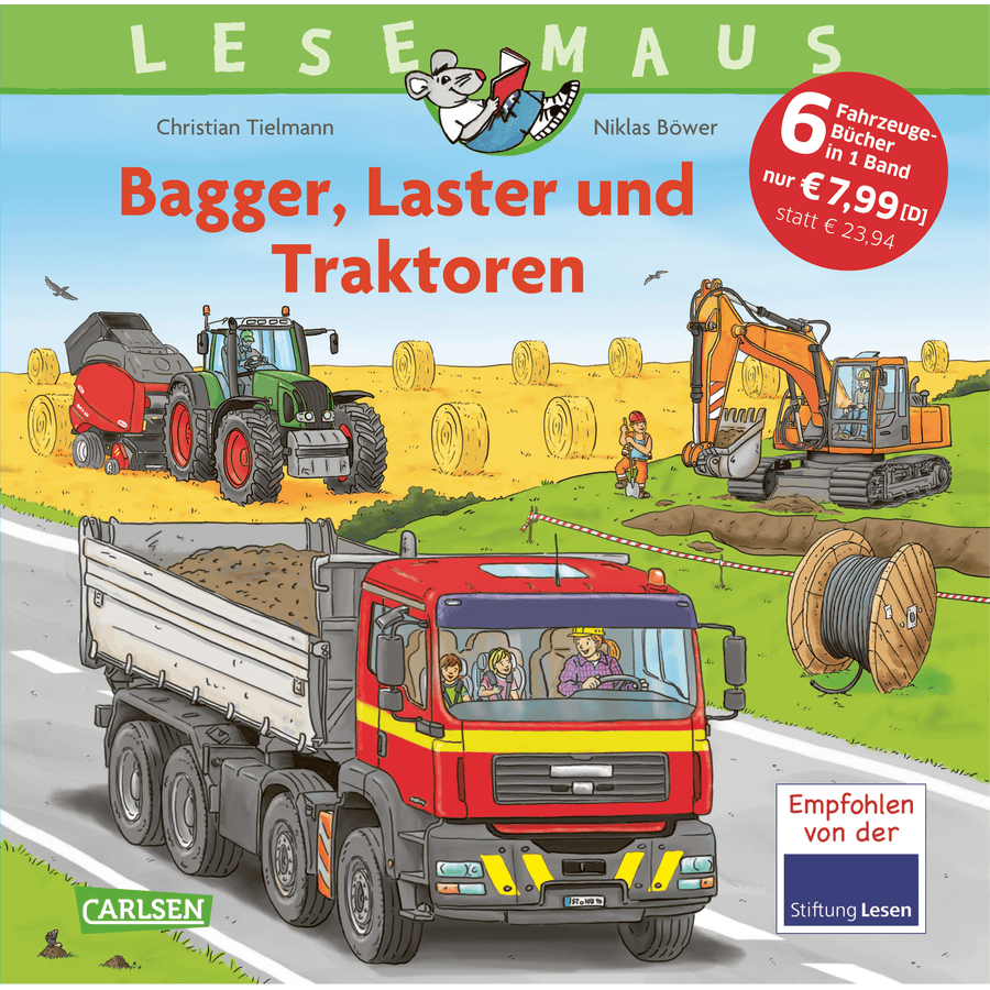 Carlsen LESEMAUS Sonderbände: Bagger, Laster und Traktoren – Alles über Fahrzeuge