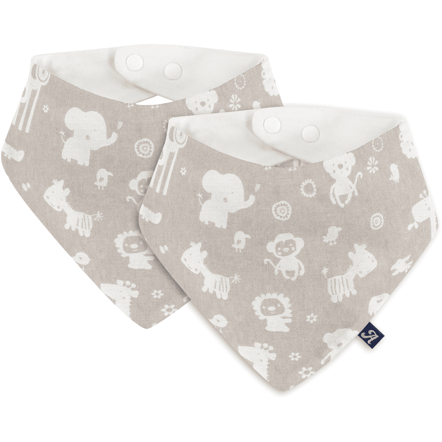 Alvi ® Triangle tørklæde 2-pack zoo dyr taupe