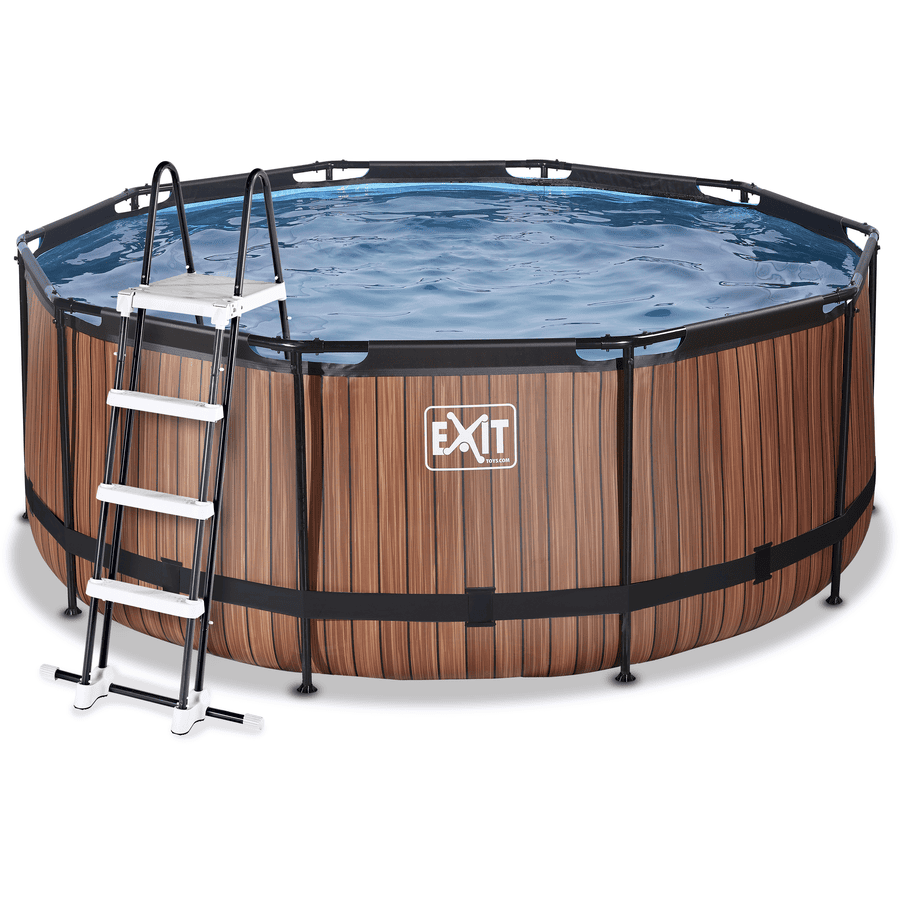 Bazén EXIT Wood ø360x122cm s filtračním čerpadlem Sand , hnědý