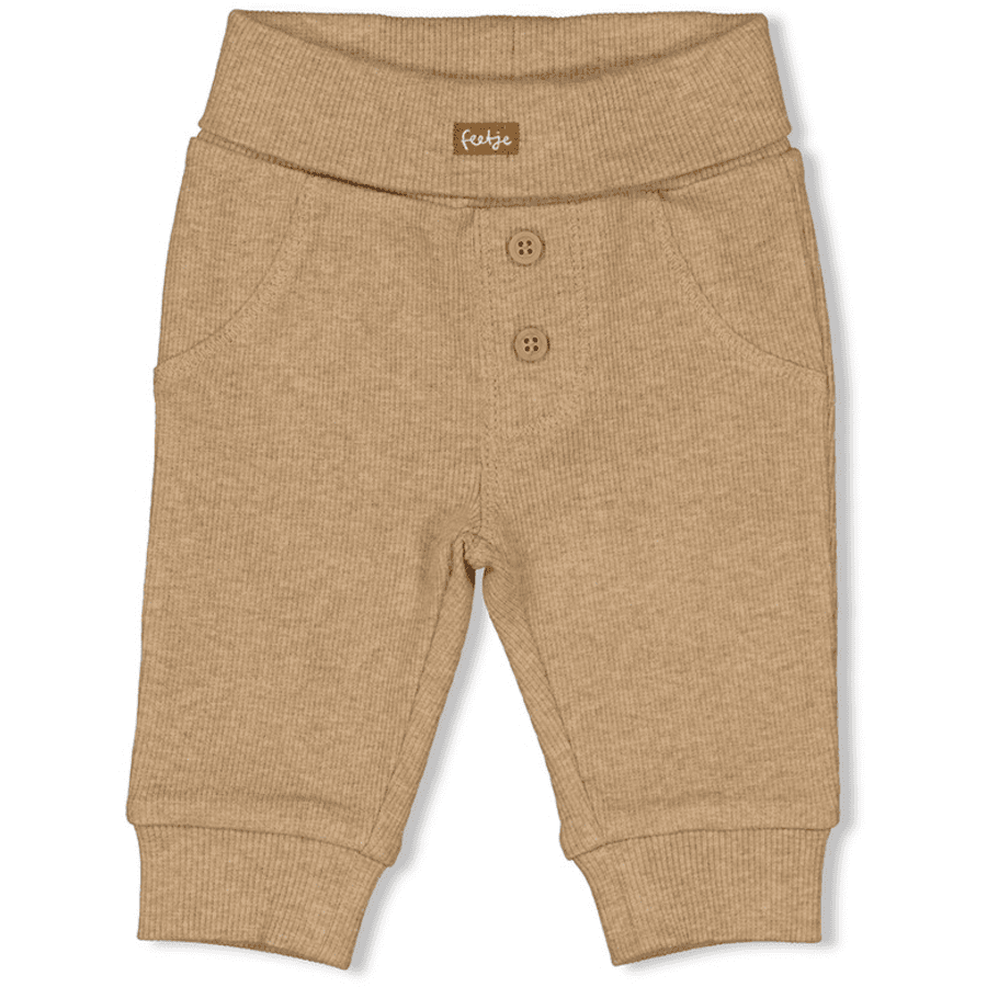 Feetje Forever Bestie, pantaloni marroni melange con chiusura a strappo