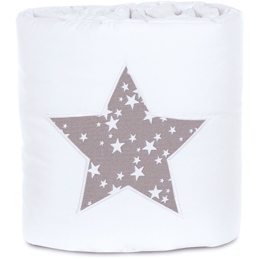 babybay® Tour de lit bébé piqué pour Original, blanc étoile taupe étoiles blanc 149x24 cm