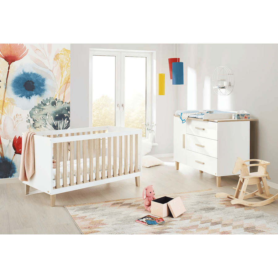 Pinolino Chambre bébé duo lit commode Lumi extra large bois 60x120 cm