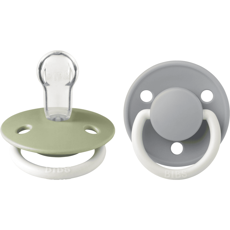 BIBS Sucette De Lux Sage/Cloud Glow silicone 036 m, lot de 2