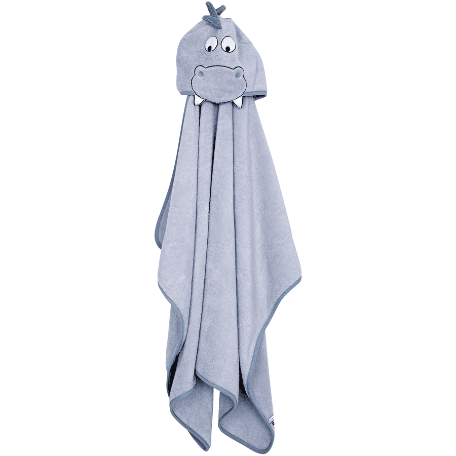 fillikid Asciugamano da bagno con cappuccio Ippopotamo, blu 65 x 125 cm 