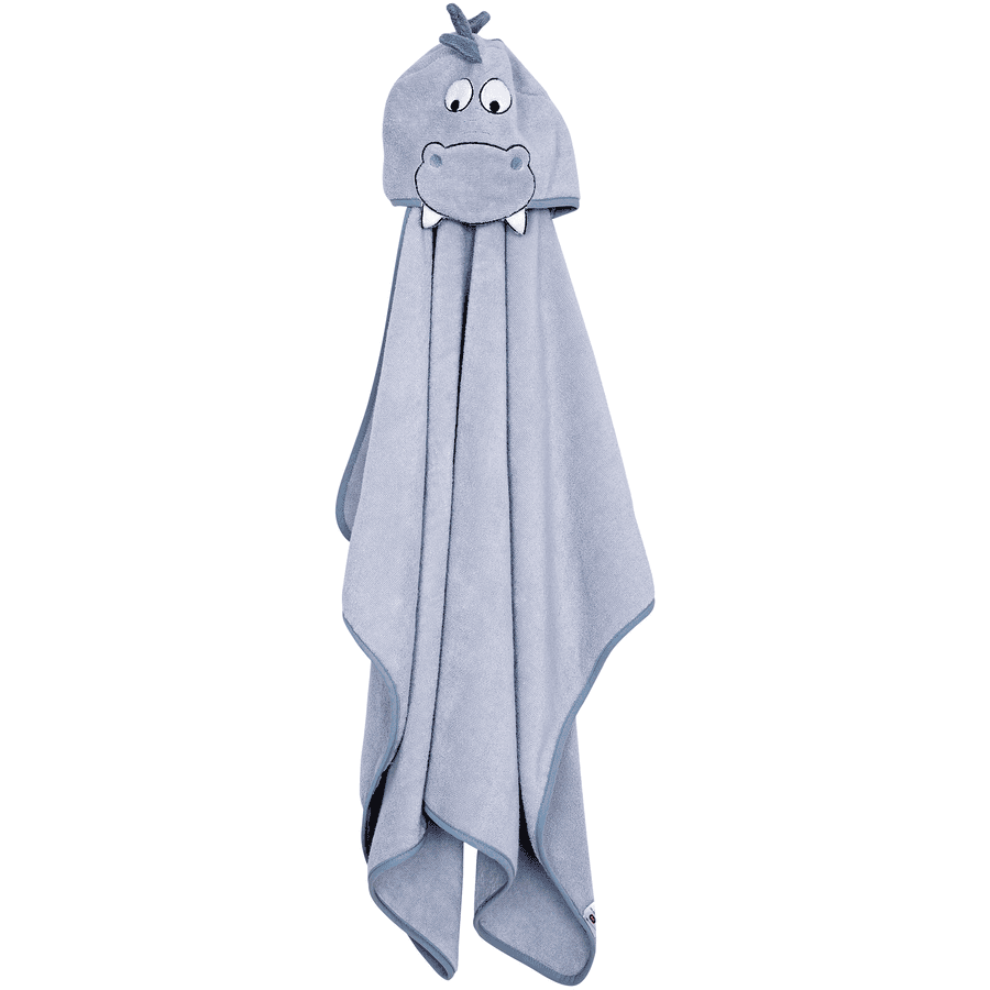 fillikid  Badehåndklæde med hætte flodhest blå 65 x 125 cm 
