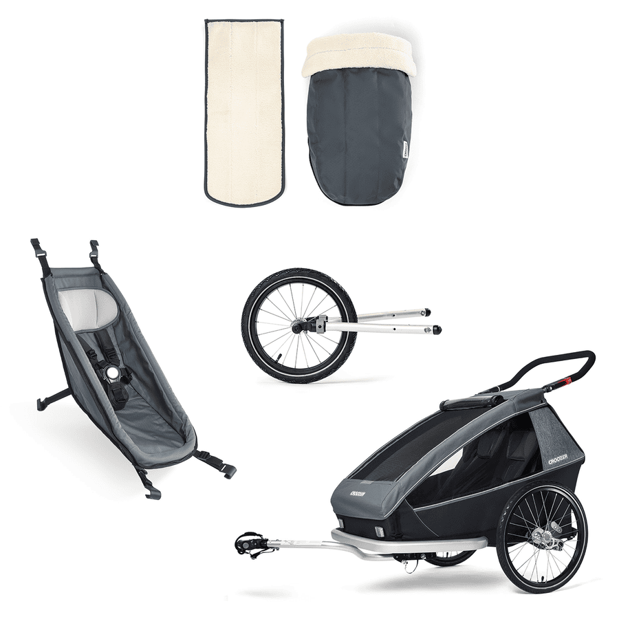 CROOZER Kid Vaaya 2 kinderfietskar grafietblauw inclusief joggerset, babyzitje en winterset voor babyzitje grafietblauw 